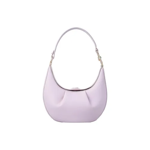 FION Cow Leather Moon Shaped Shoulder Bag Small Size Women's Pink