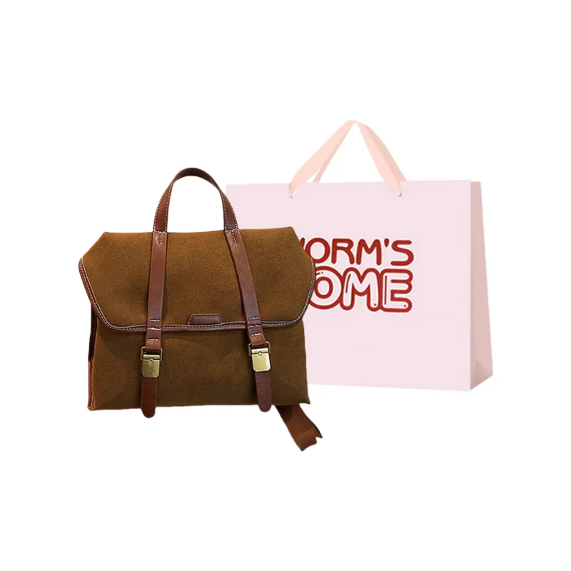 Worm's Home PU Backpack Women's Black/Coffee/Brown-5