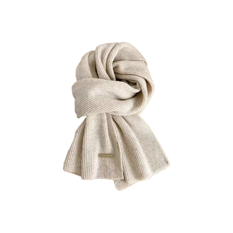 PIARA Polyester Knit Scarves Unisex Black/Beige/Burgundy-5