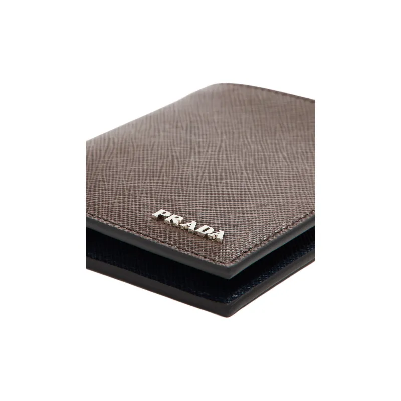 PRADA Leather Wallet Men's Brown-3