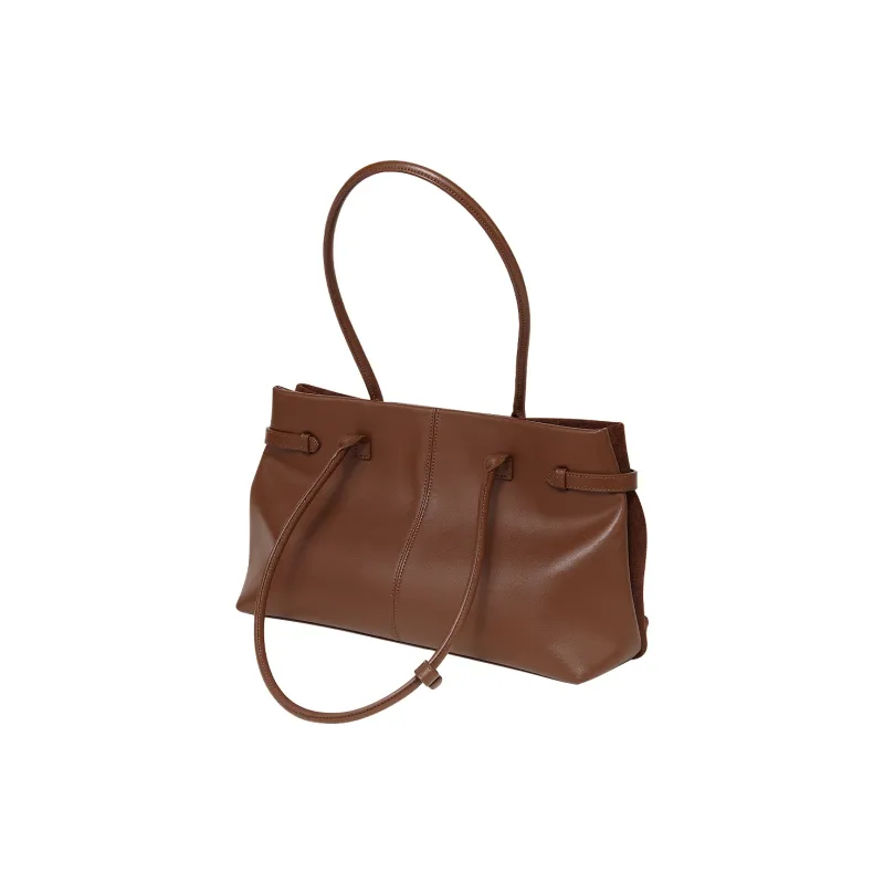 Miao Di Synthetic Leather Portable One Shoulder Shoulder Bag Large Size Women's Caramel Brown-6