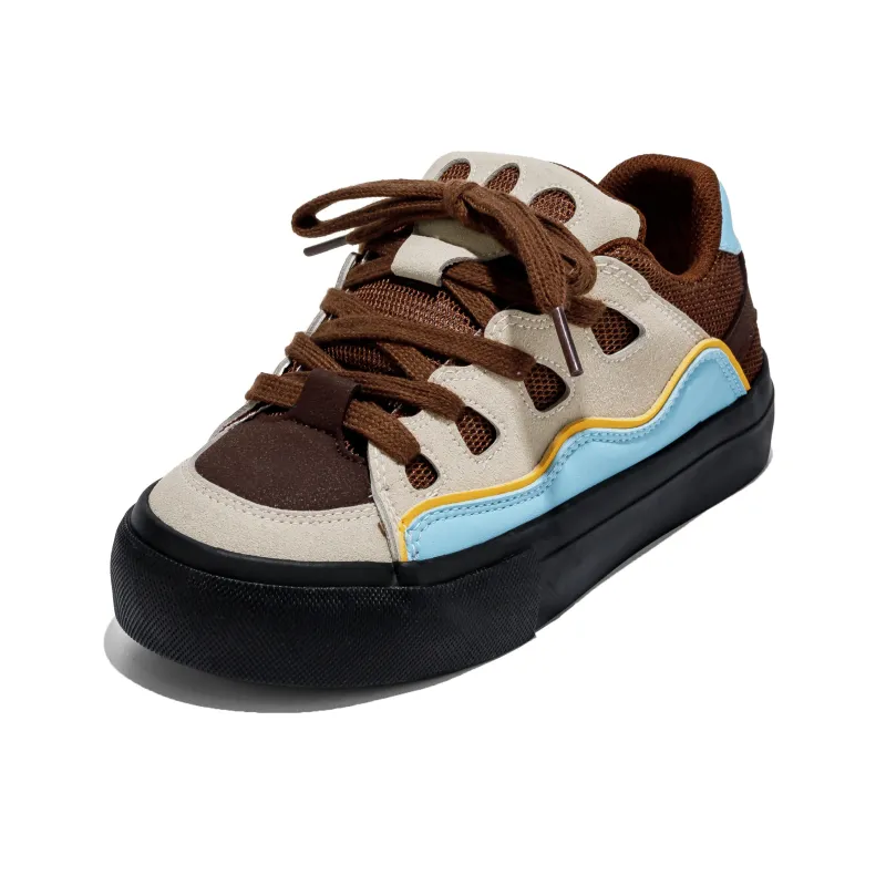 B10CROWN Anti Slip And Wear Resistant Breathable Low Top Skateboard Shoes Women's Sea Salt Milk Coffee-2