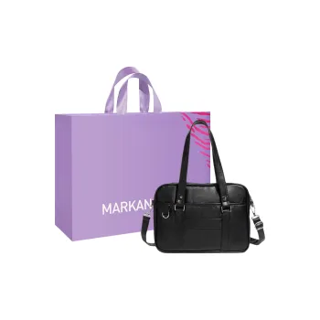 MARKANGARO PU Messenger Bag Regular Women's Pearl White \Obsidian Black\ Brown