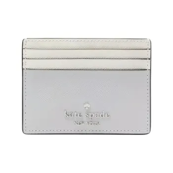 Kate Spade Saffiano Leather Card Holder Small Size Women's Platinum & Gray