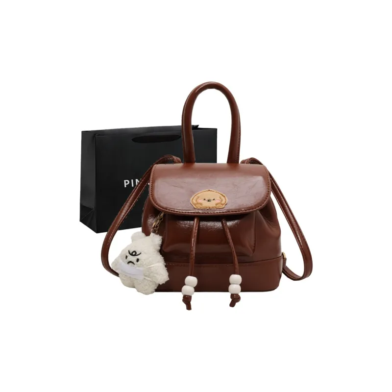 PINK·LAND PU Backpack Women's Black/Brown-5