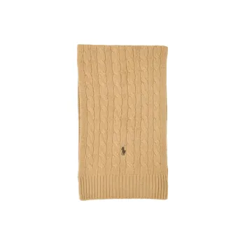 Polo Ralph Lauren Logo Embroidered Cable Knit Scarf