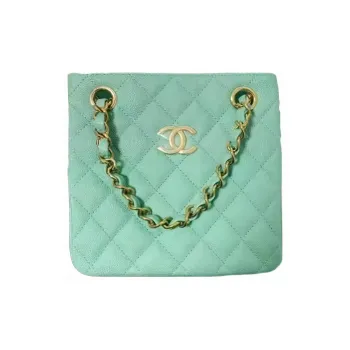 CHANEL Cow Leather Tote Bag, Shopping Bag, Crossbody Bag, Shoulder Bag Women's Light Green