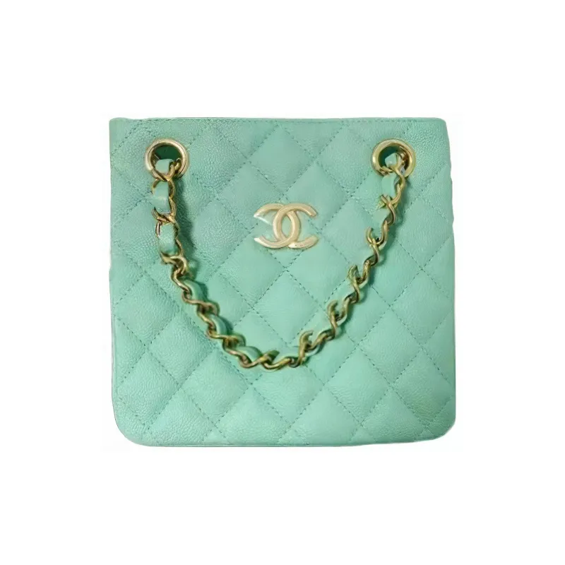 CHANEL Cow Leather Tote Bag, Shopping Bag, Crossbody Bag, Shoulder Bag Women's Light Green-0