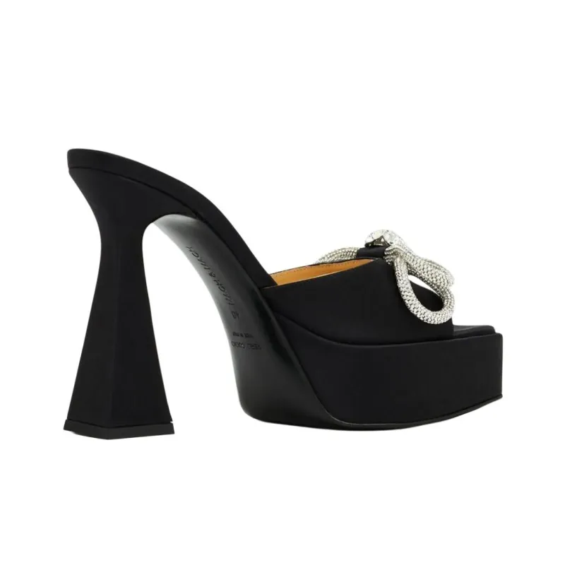 MACH & MACH Double Bow Embellished Satin Platform Mules Women's-2