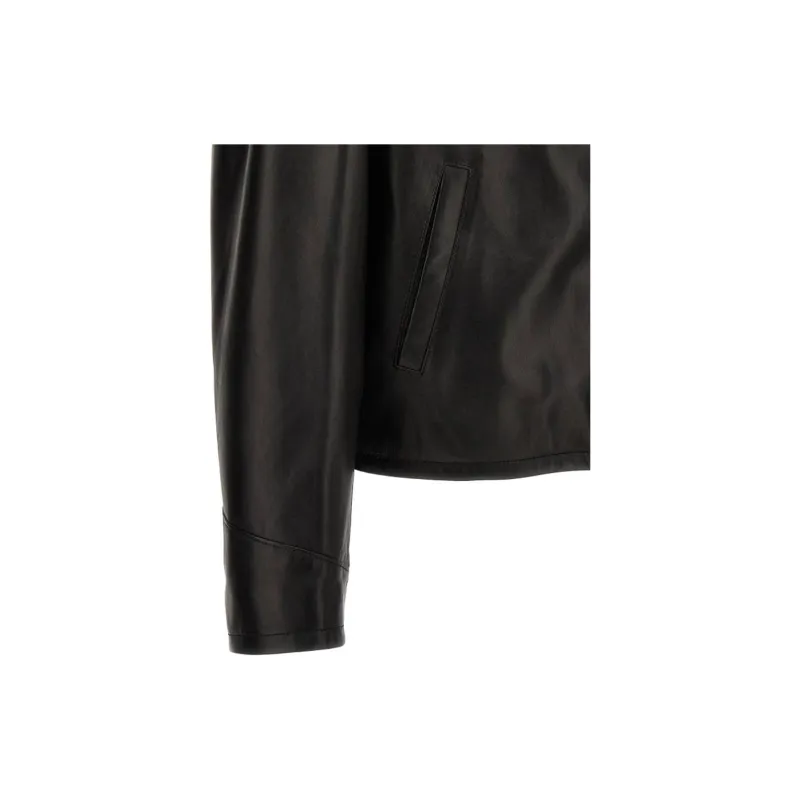 VERSACE Zip-Up Leather Jacket-6