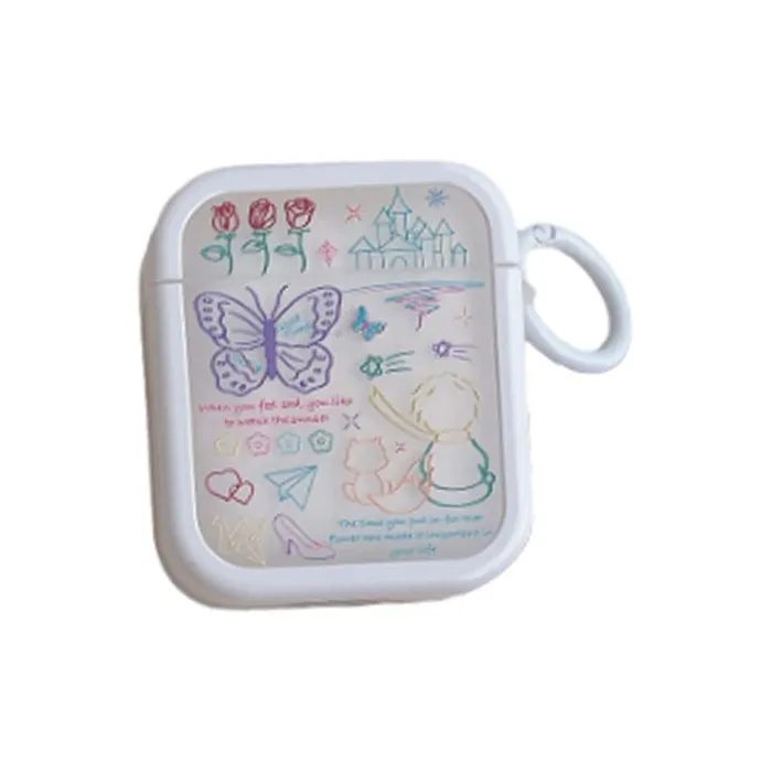 Kona Chun Compatible With AirPods 2/pro2/3/1 TPU Ins Korean Line Butterfly Prince Fully Enclosed Headphone Cases-2