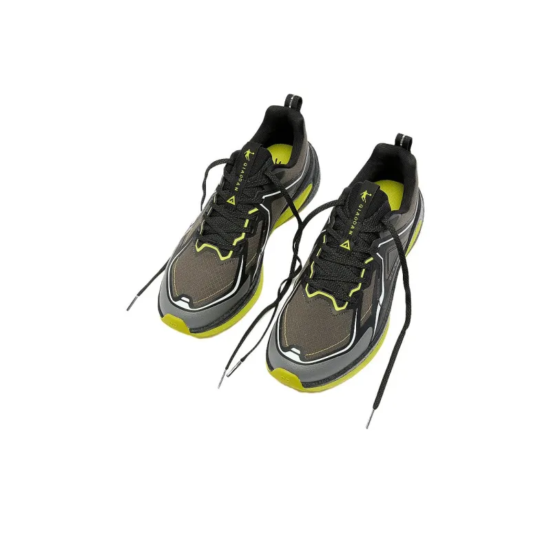 QIAODAN Slip Resistant, Abrasion Resistant, Rebound Resistant Low Top Sprint Running Shoes Men's Umber Black Green-2
