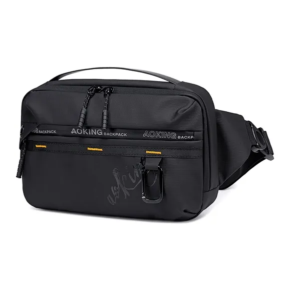 LVEYING Fabric Sling Bag Fanny Pack Crossbody Bags Regular Men's Black-1
