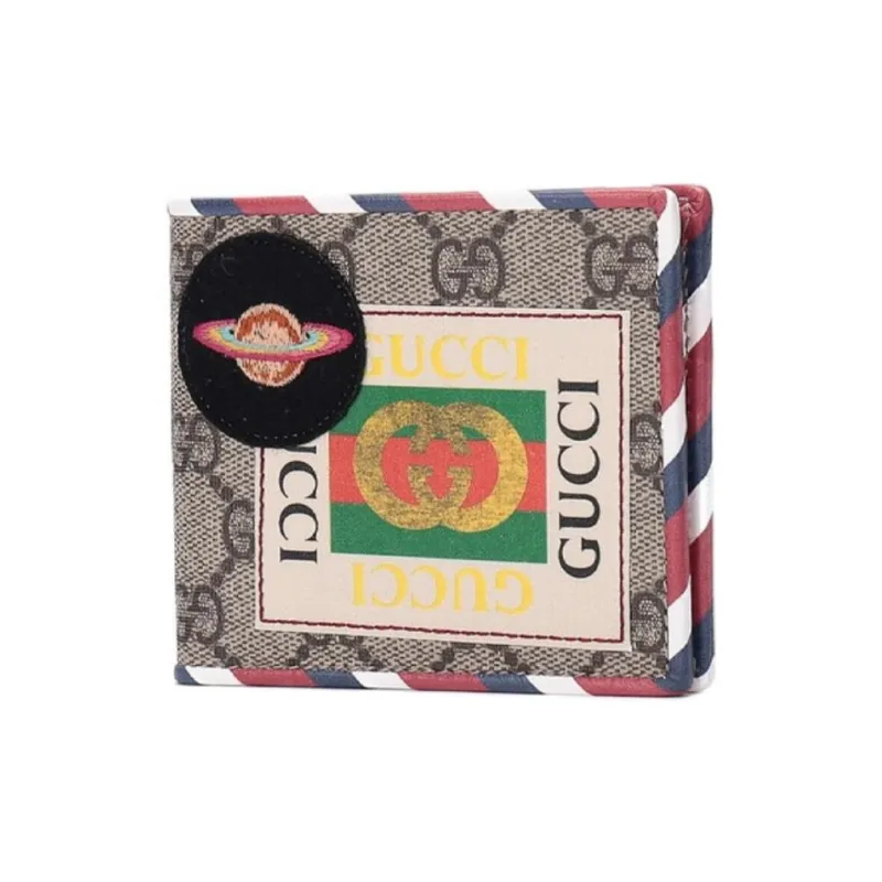 GUCCI Canvas With Leather Wallet Men's Ebony/Multicolor-1