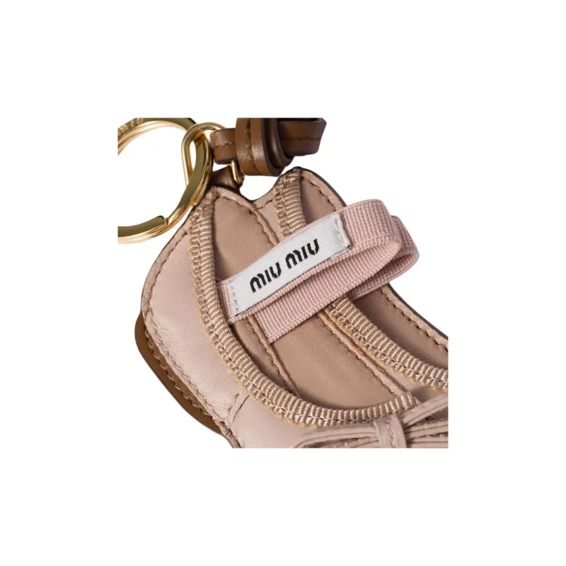 MIU MIU Leather Keychain Charm Bag Accessory Women's Water Lily Color-2