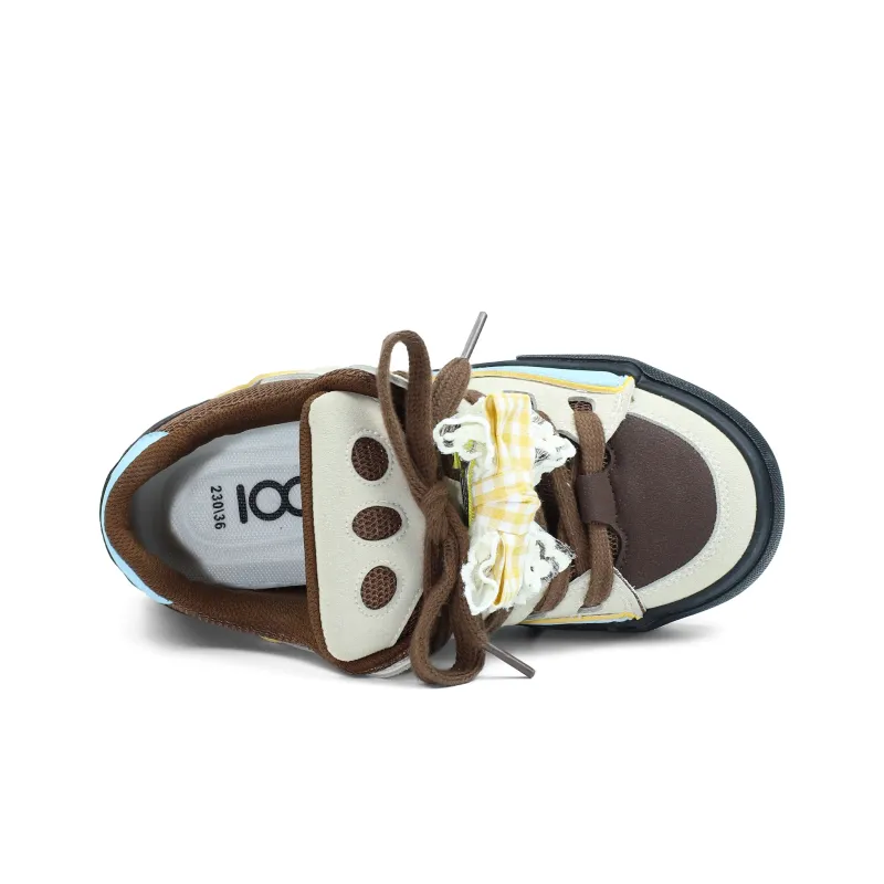 B10CROWN Anti Slip And Wear Resistant Breathable Low Top Skateboard Shoes Women's Sea Salt Milk Coffee-4