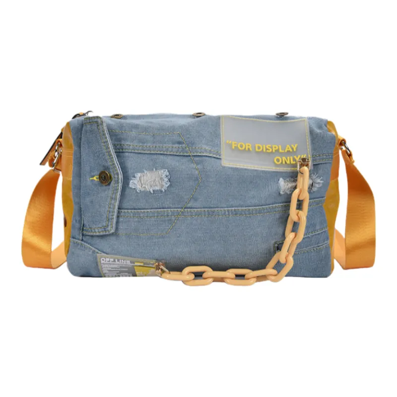 DALO Denim Crossbody Bag Women's Yellow/Green/Orange-0