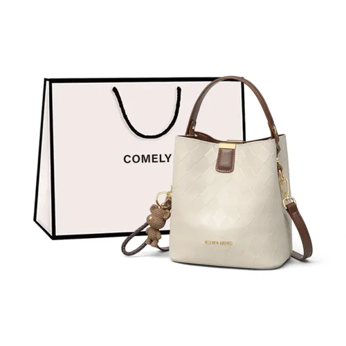 COMELY Cow Leather Patchwork Synthetic Leather Handbag Regular Women's Ecru