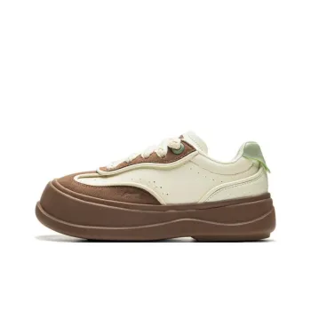 LiNing Honey Platform Anti Slip Wear Resistant Low Top Casual Shoes Women's Beige Brown