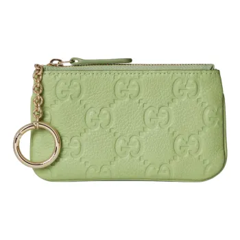 GUCCI Leather Key Pouch Regular Women's Light Green