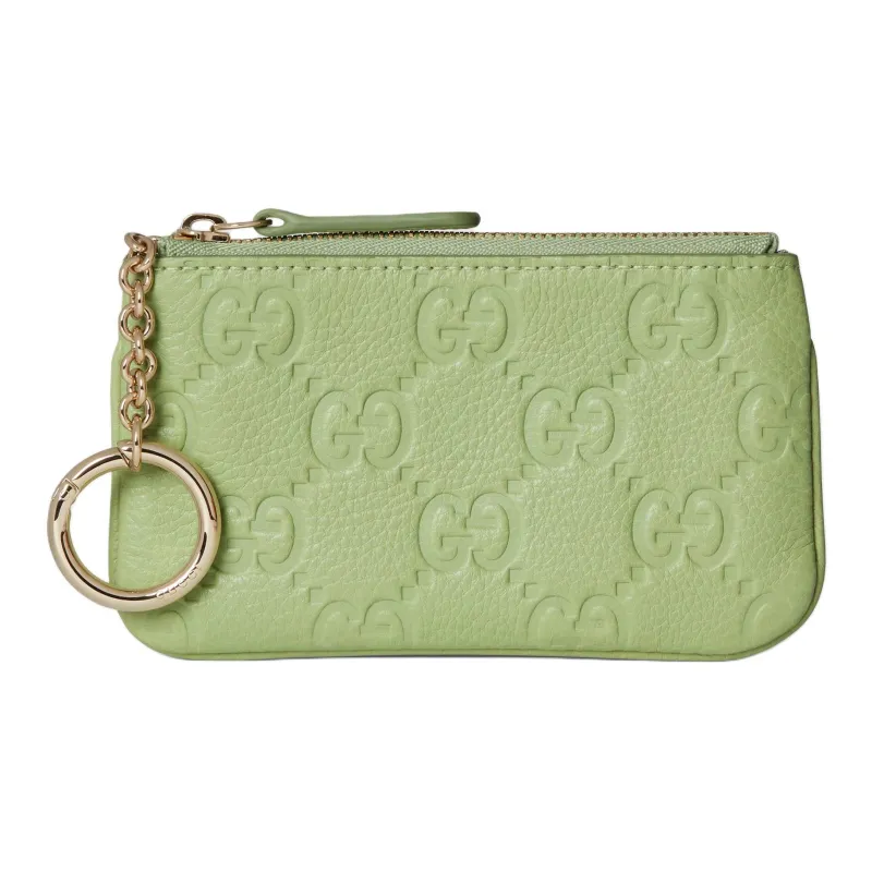 GUCCI Leather Key Pouch Regular Women's Light Green-0