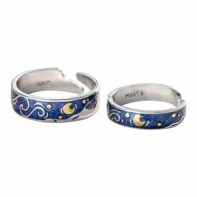 HUAYA S925 Silver Rings Unisex Blue-1