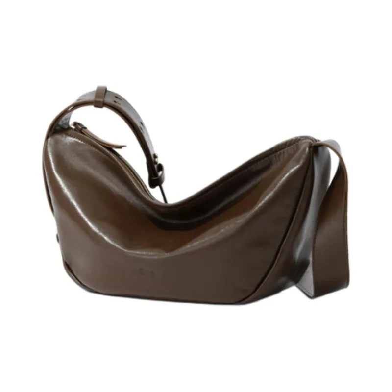 FION Top Grain Cow Leather Crossbody Bag Medium Size Women's Caramel Brown-2