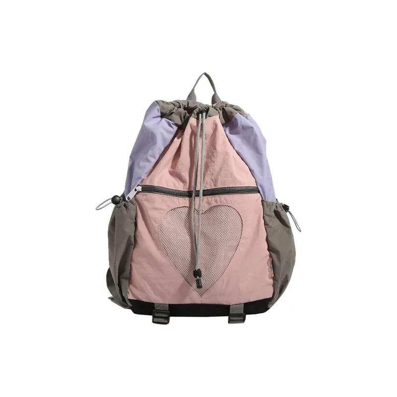 NOMK Nylon Portable Backpack Unisex Yellow/Green/Pink-7