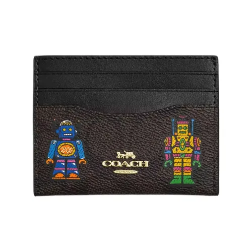 COACH Coated Canvas Card Holder Mini Women's Walnut Color