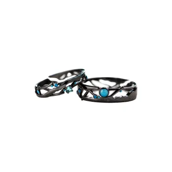 HUAYA 925 Sterling Silver Rings Unisex Black