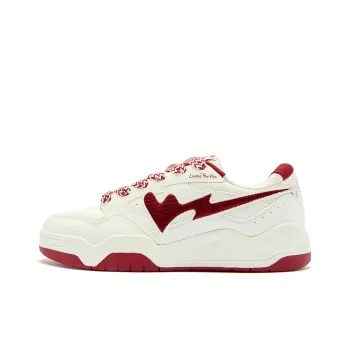 QIAODAN Panda Print Skateboard Shoes Men Low Top Ivory/Iron Red