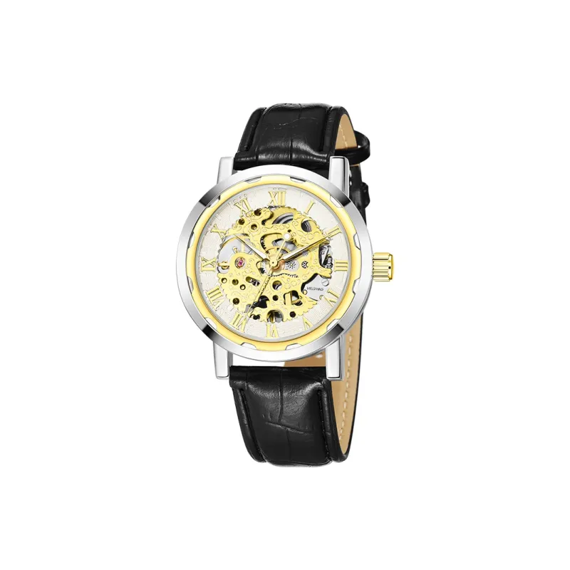 MELSMAO Semi-Automatic Wrist Watch Mechanical Movement Leather Watch Bands Watch Men's Watches Cut-Out Dial-20