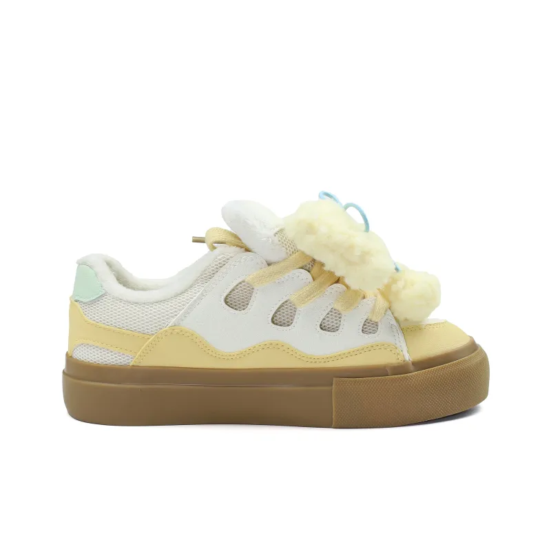 B10CROWN Warm Anti Slip And Wear Resistant Low Top Skateboard Shoes Women's Milk Tea Beige-2