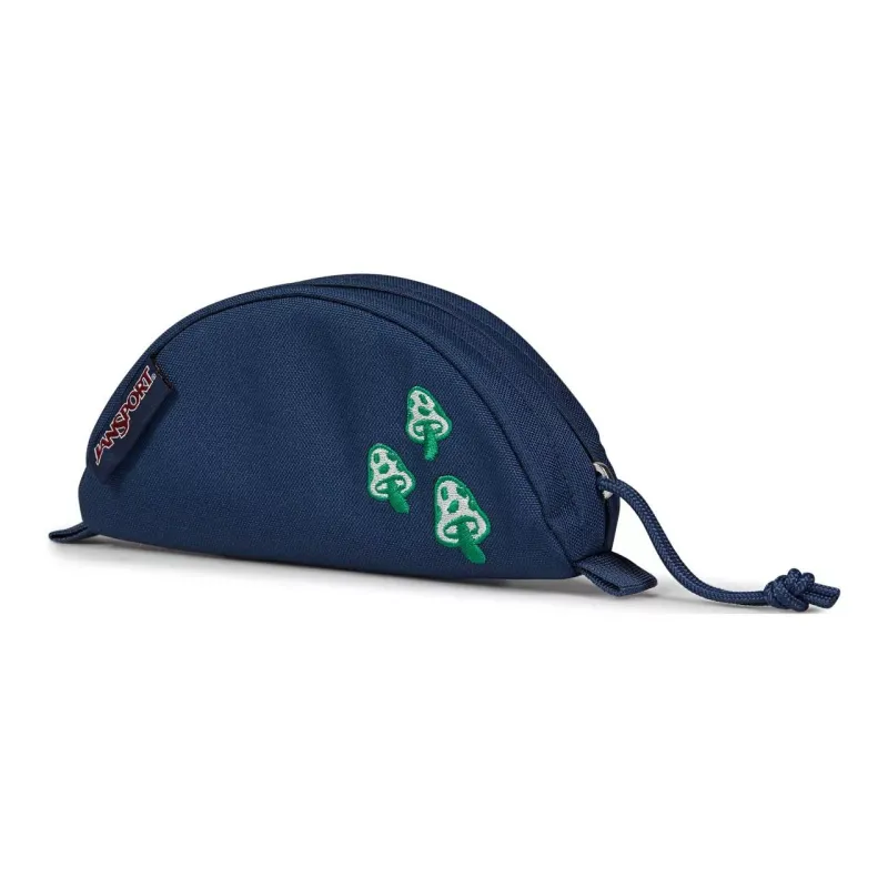 JanSport Fabric Clutch Small Size Unisex Mushroom Embroidered Blue-1