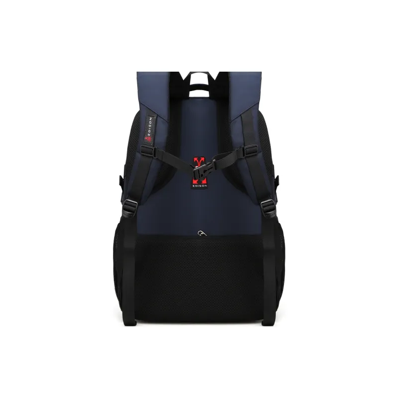 EDISON Oxford Backpack Large Size Men's Black/Sapphire Blue-7