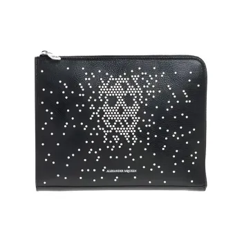 Alexander McQueen Calfskin File Folder Clutch Unisex Black