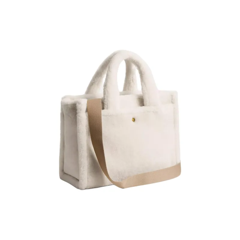 COACH Cargo Shearling Tote Bag, Shopping Bag, Shoulder Bag, Crossbody Bag, Handbag Tubas Women's White-3