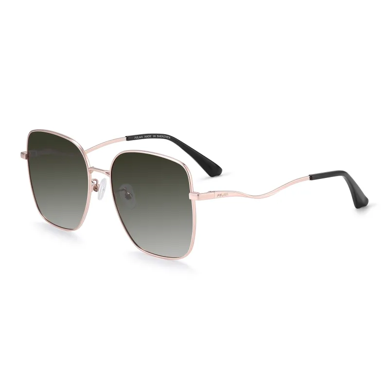 PULAIS Alloy Plate Frame Square Sunglasses Women's-6
