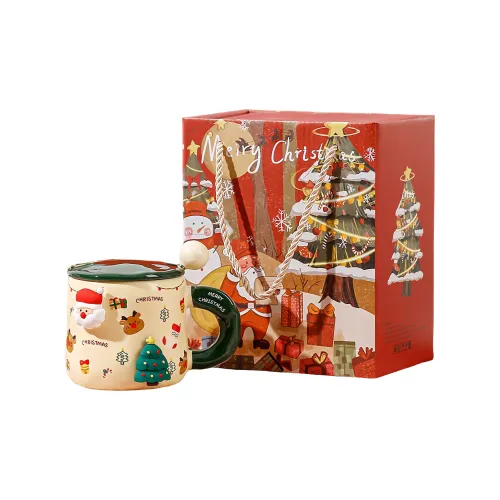 Colorful Bears Christmas DIY Magnetic Ceramic Cup With Lid And Spoon 400ML Cartoon Creative