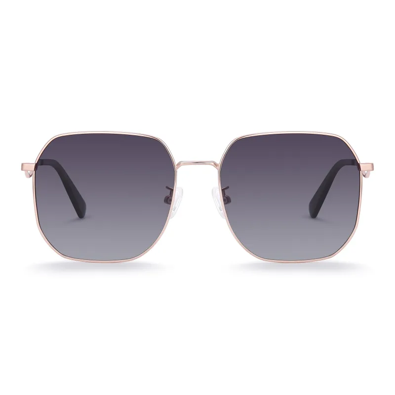 PULAIS Metal Square Sunglasses Women's Rose Gold-2