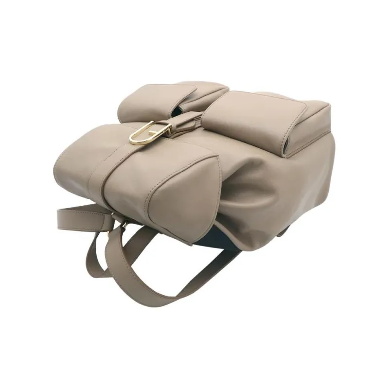 Furla Cow Leather Backpack Large Size Women's Gray Green-6