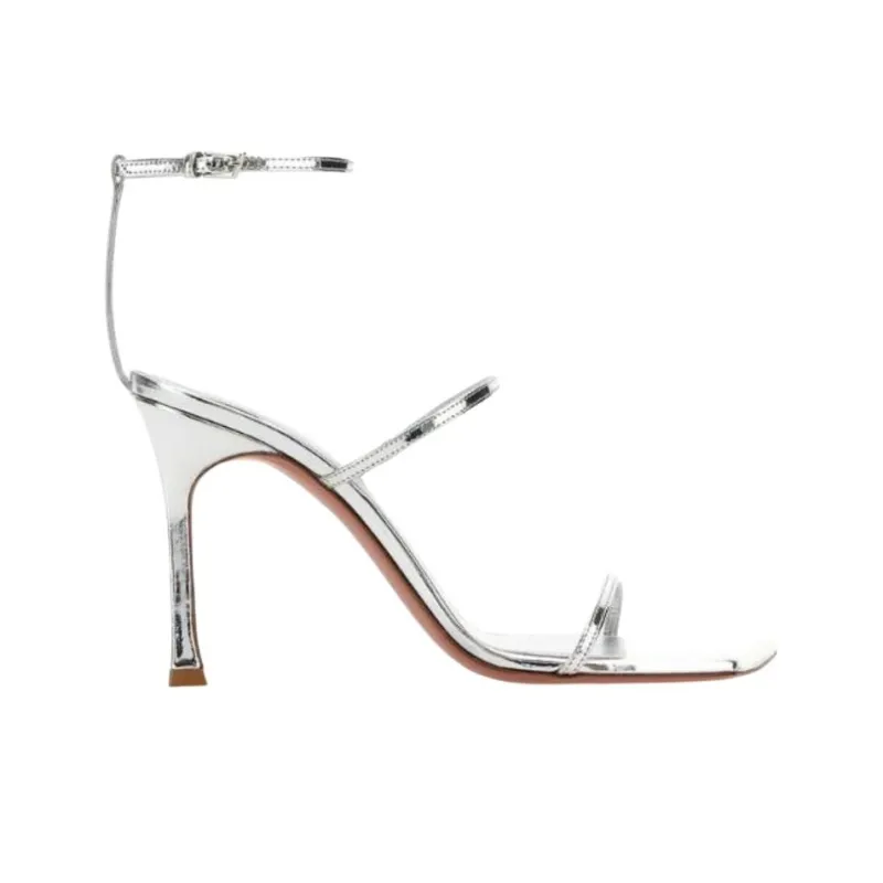 AMINA MUADDI One Strap Sandals 9.5cm Women's Silver-1