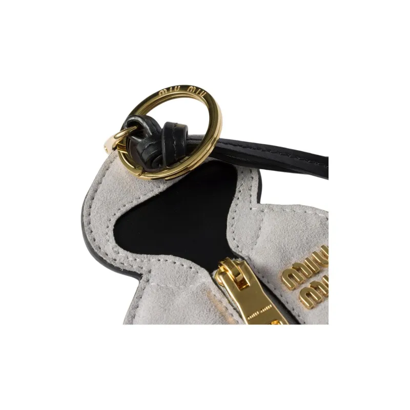 MIU MIU Leather Keychain Charm Bag Accessory Women's Gray-1