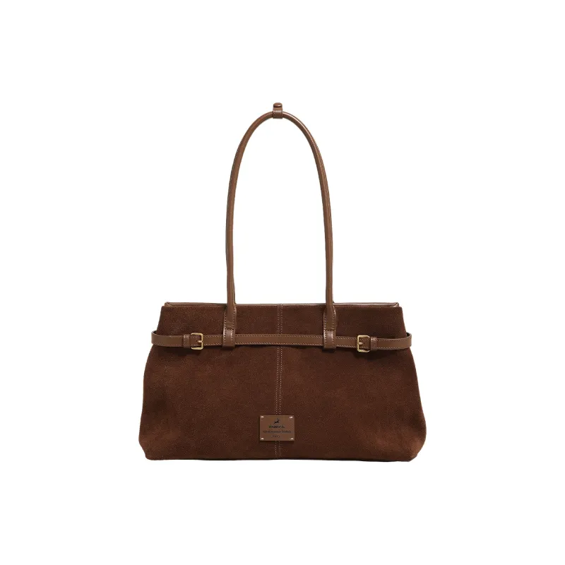 Miao Di Synthetic Leather Portable One Shoulder Shoulder Bag Large Size Women's Caramel Brown-7