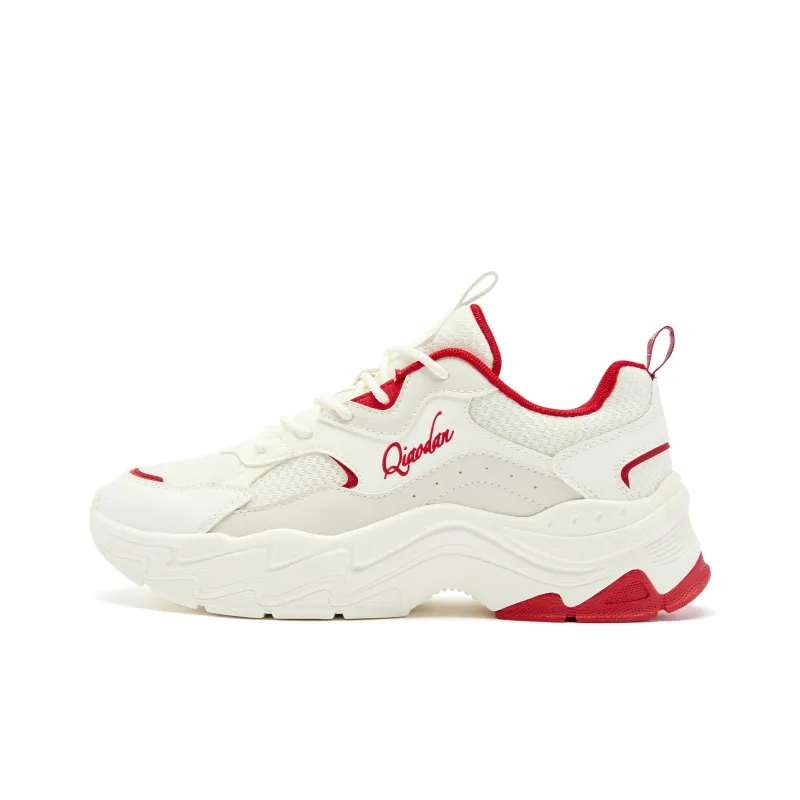 QIAODAN Casual Shoes Women's Low Top Ivory/Koi Red-0
