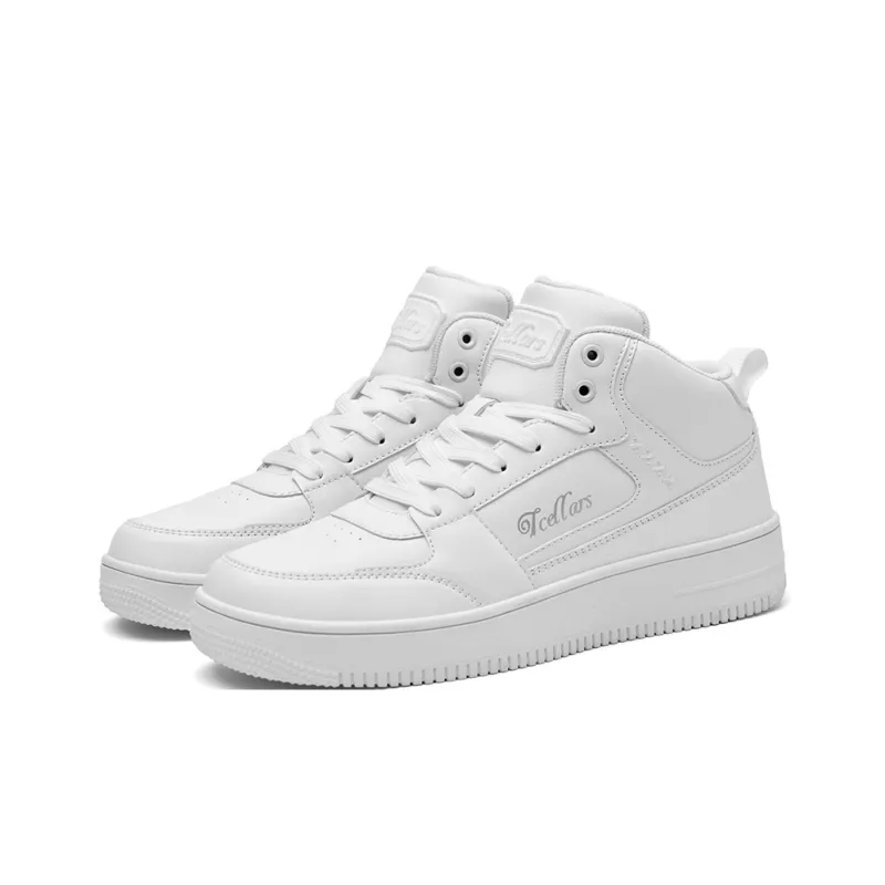 TCELLARS Coverage Cushioning Wear-Resistant Lightweight Height Increasing Mid-Top Skateboard Shoes Unisex Vintage White-2