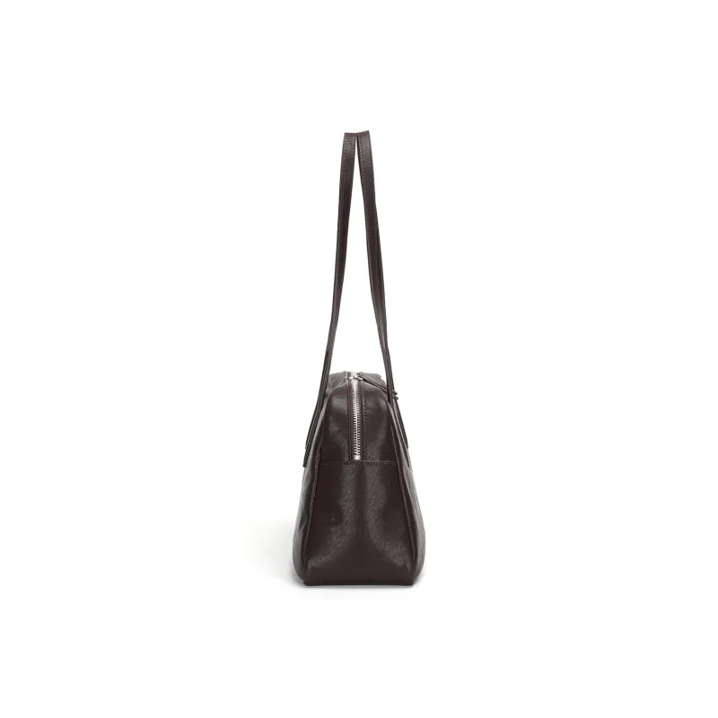 SHEPOK Vegetable Tanned Top Grain Cow Leather Bowling Bag Shoulder Bag Unisex Multicolor-2