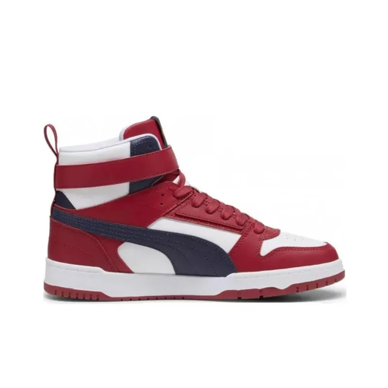 PUMA RBD Game Anti Slip Wear Resistant High Top Skateboard Shoes Men's White Red-1