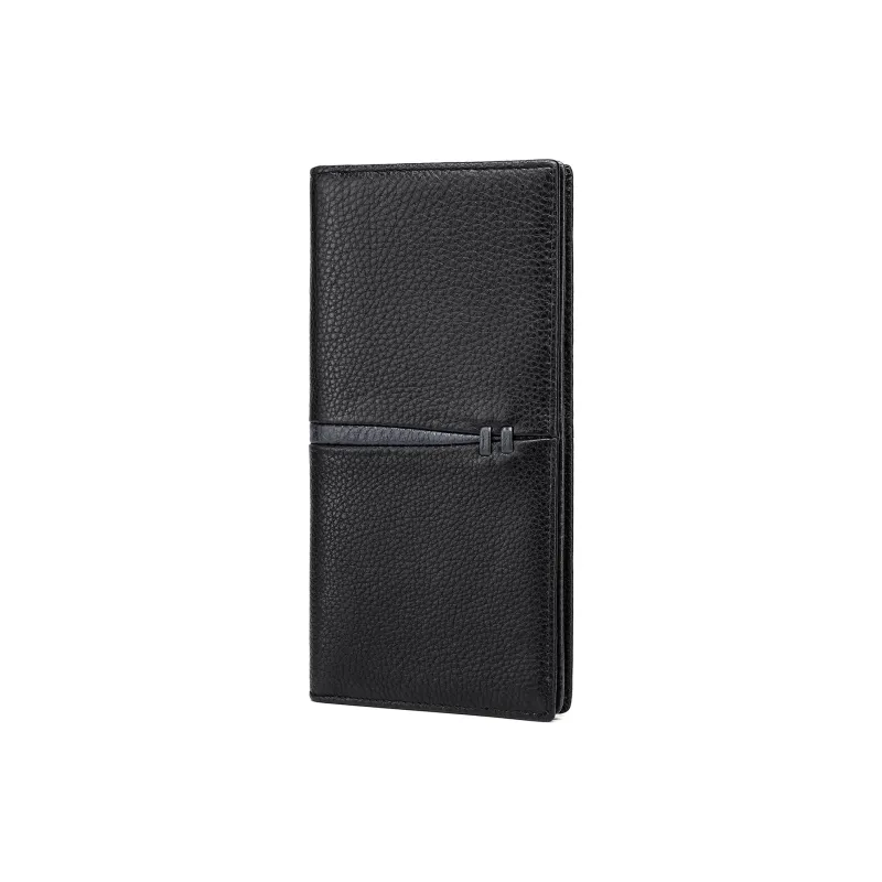 FAIRWHALE Top Grain Cow Leather Wallet Card Holder Coin Purse Money Clip Regular Men's Black-10