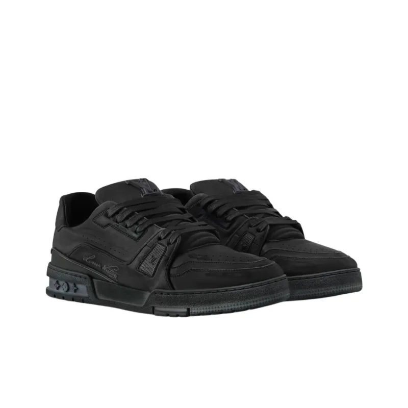 LOUIS VUITTON Trainer Low Top Skateboard Shoes Men's Black-2